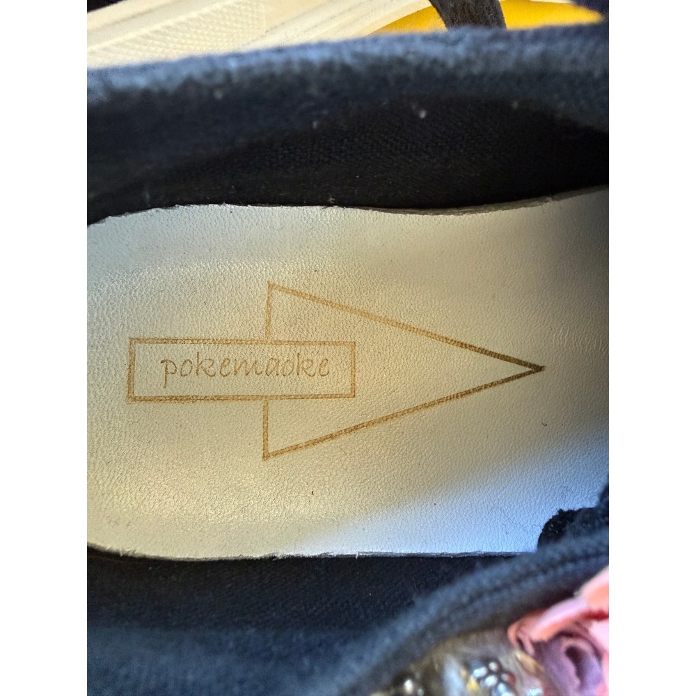 Pokemaoke Italy Black Canvas Platform Sneakers 3d Flowers Crystals Eu 37 View 5
